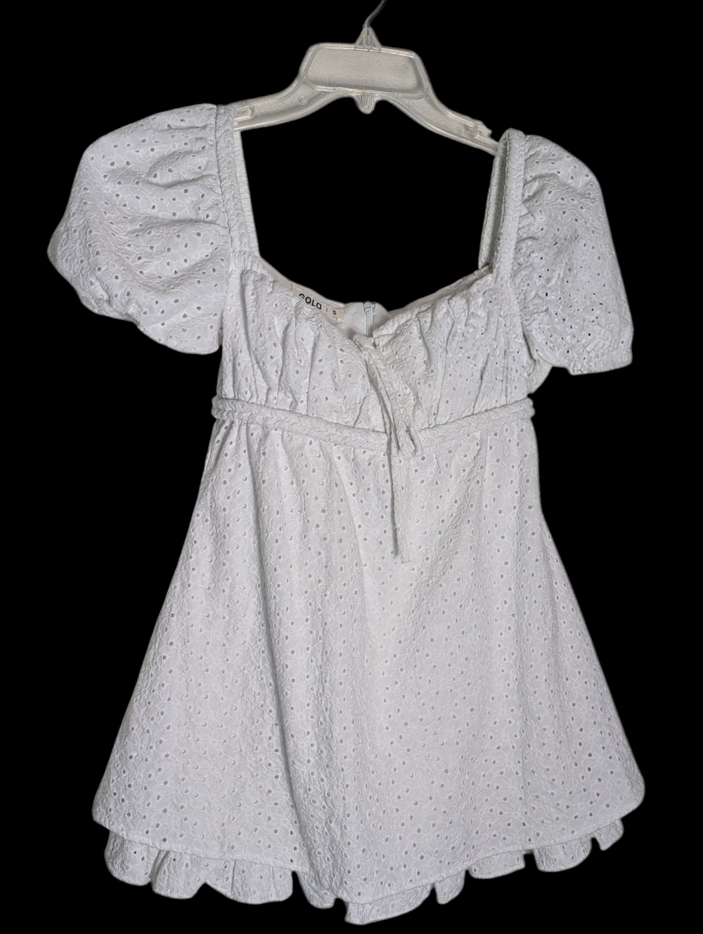 Women's Milkmaid Babydoll Shirt Top Blouse Dress Cottagecore Eyelet Lace Small‎